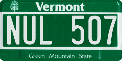 VT license plate NUL507