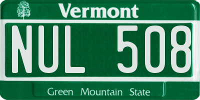 VT license plate NUL508