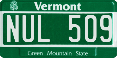 VT license plate NUL509