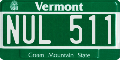 VT license plate NUL511