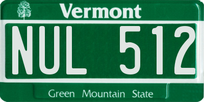 VT license plate NUL512