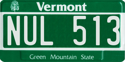 VT license plate NUL513