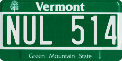 VT license plate NUL514