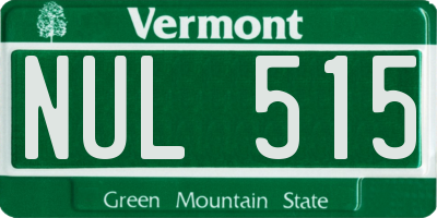 VT license plate NUL515