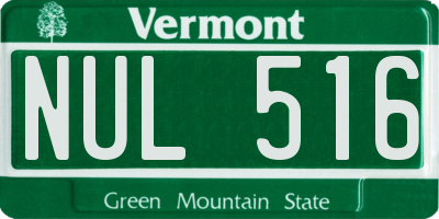 VT license plate NUL516