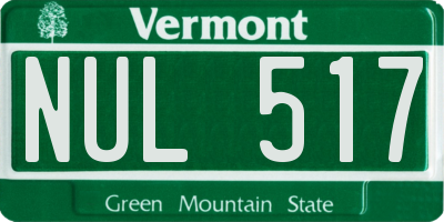 VT license plate NUL517