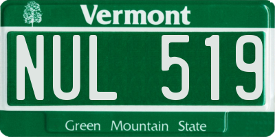 VT license plate NUL519