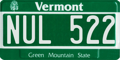 VT license plate NUL522