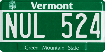 VT license plate NUL524