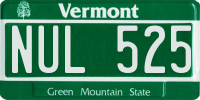 VT license plate NUL525