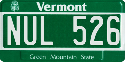 VT license plate NUL526