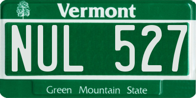 VT license plate NUL527