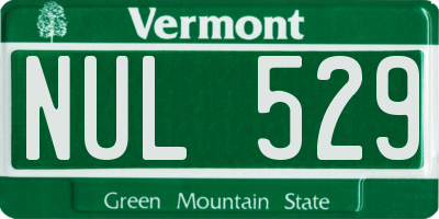 VT license plate NUL529