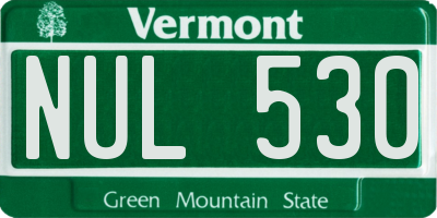 VT license plate NUL530