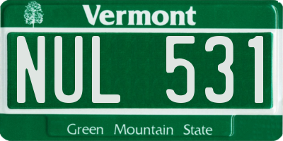 VT license plate NUL531