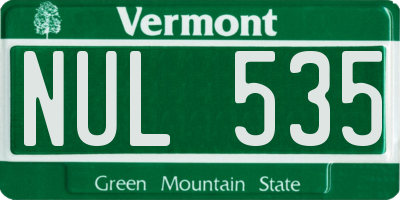 VT license plate NUL535