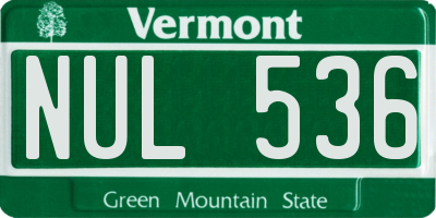 VT license plate NUL536