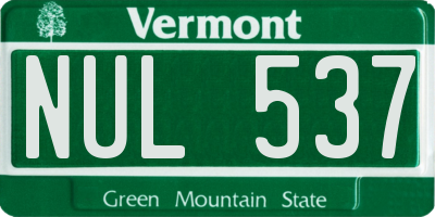 VT license plate NUL537