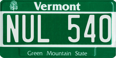 VT license plate NUL540