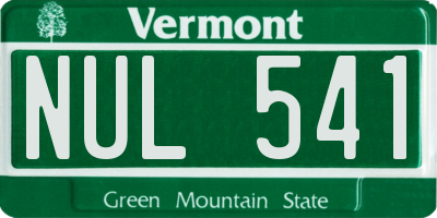 VT license plate NUL541