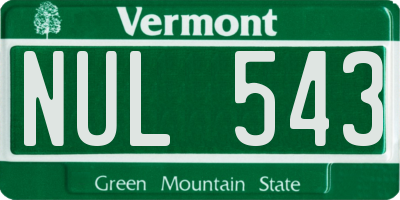 VT license plate NUL543