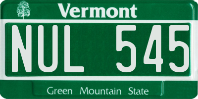 VT license plate NUL545