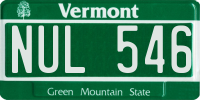 VT license plate NUL546