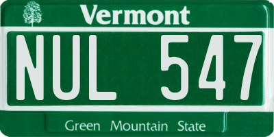 VT license plate NUL547