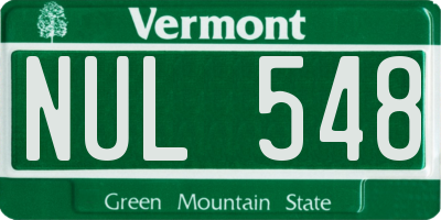 VT license plate NUL548