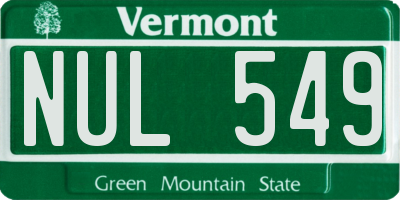 VT license plate NUL549