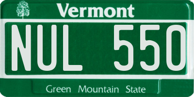 VT license plate NUL550