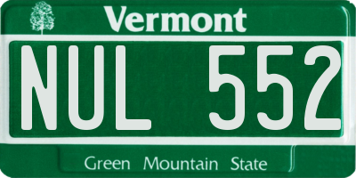 VT license plate NUL552
