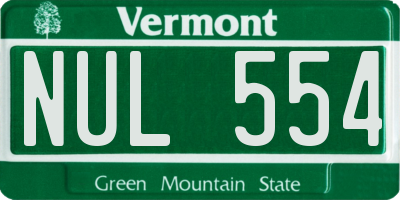 VT license plate NUL554