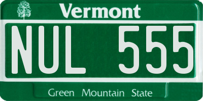 VT license plate NUL555