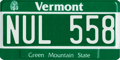 VT license plate NUL558