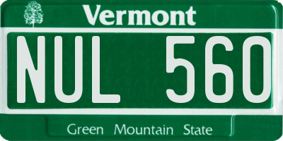 VT license plate NUL560