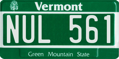 VT license plate NUL561