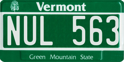 VT license plate NUL563