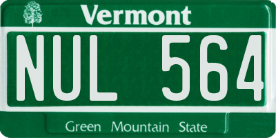 VT license plate NUL564