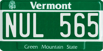 VT license plate NUL565