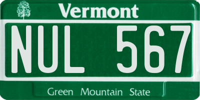 VT license plate NUL567