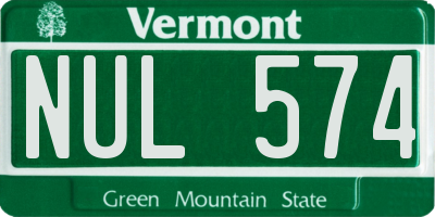 VT license plate NUL574