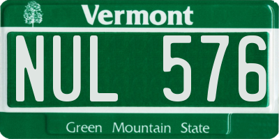 VT license plate NUL576