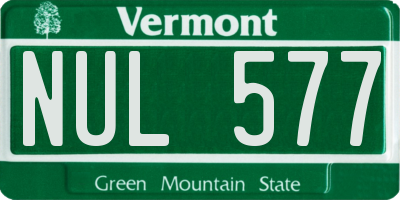 VT license plate NUL577