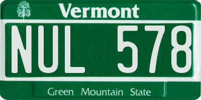 VT license plate NUL578