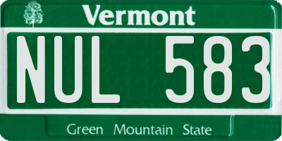 VT license plate NUL583