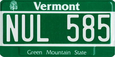 VT license plate NUL585