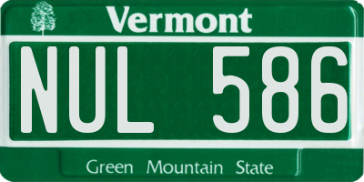 VT license plate NUL586