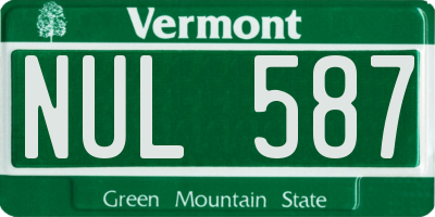 VT license plate NUL587