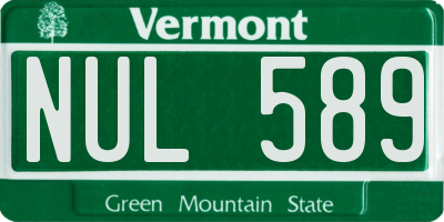 VT license plate NUL589